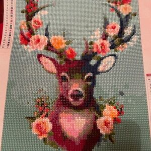 Floral Deer Diamond Painting Wall Art